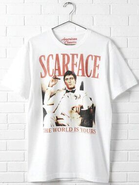 American Classics Men's Scarface The World Is Yours Graphic T-Shirt White 3XL